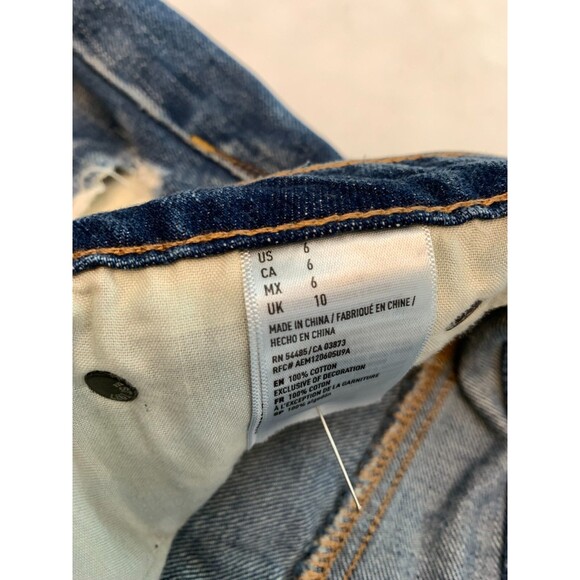 American Eagle Mini Skirt Womens 6 Festival Distressed Button Fly Denim - Picture 7 of 8